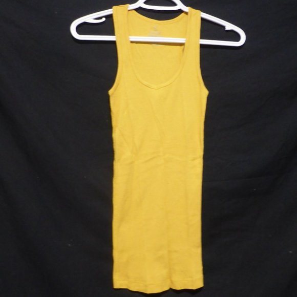G:21, size small, long mustard yellow ribbed tank top, 100% cotton, GUC - Picture 2 of 12